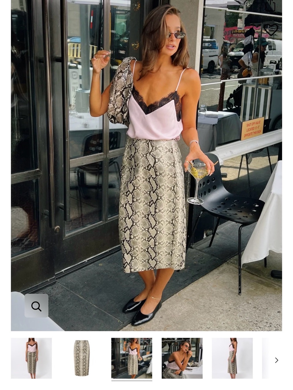 WeWoreWhat Beige & Black Snake-Print Midi Skirt